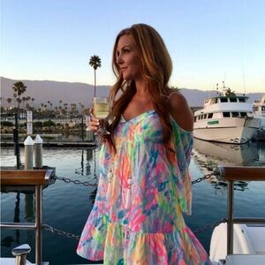 Lilly Pulitzer Alanna Cold Off Shoulder Dress Sparkling Sands Tassel